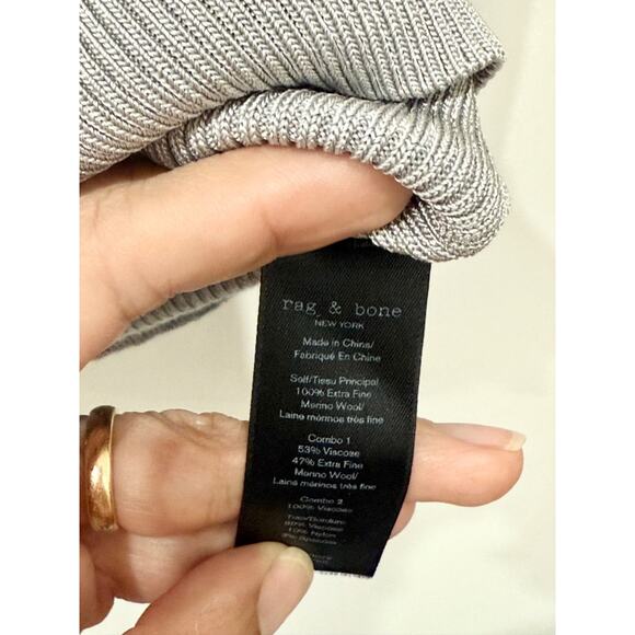 Rag & Bone Marissa Crewneck Merino Wool Pullover Sweater Gray Women's Size XS - Picture 4 of 4